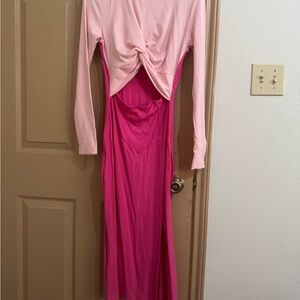 Elegant Pink Long Sleeve Dress